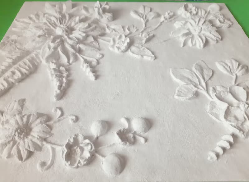 大型雕塑牆藝術白色淺浮雕混凝土花 3d 牆裝飾