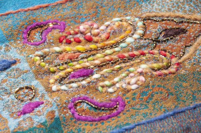 喀什米爾Cashmere/水煮羊毛披肩/針織圍巾/刺繡圍巾/羊絨披巾-花