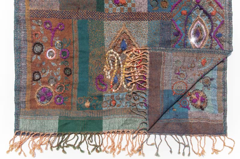 喀什米爾Cashmere/水煮羊毛披肩/針織圍巾/刺繡圍巾/羊絨披巾-花