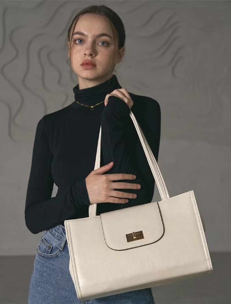 韓國BESSIE BAG | 象牙白色 | 大容量 手袋 單肩包