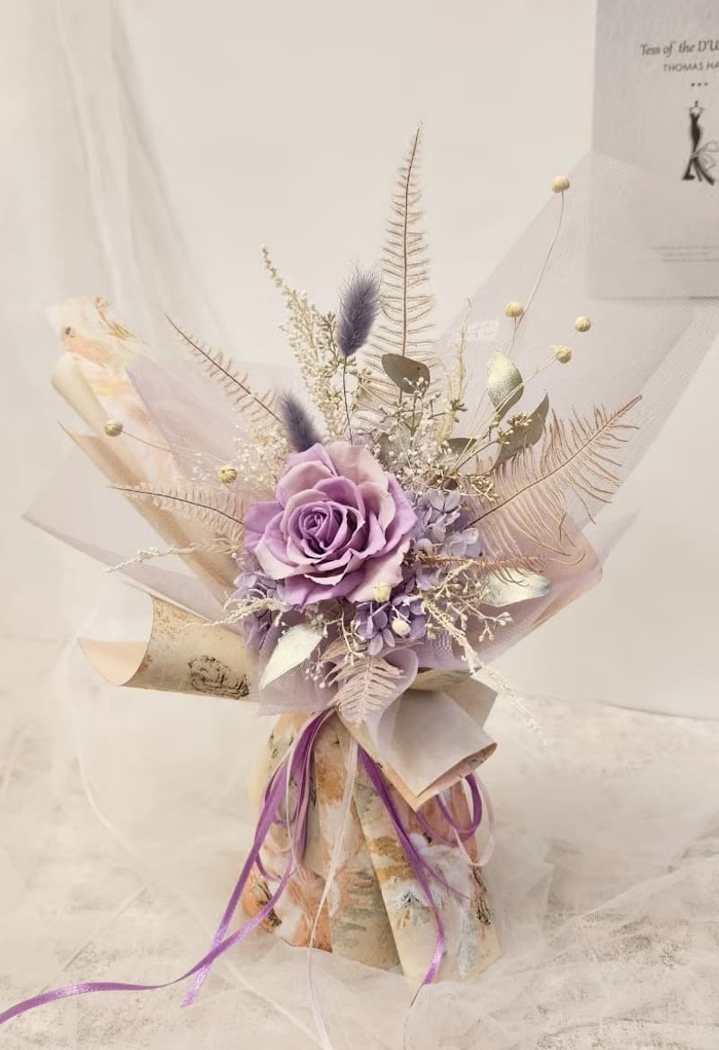 夢境迷霧紫玫瑰花束 永生花束 情人節花束 求婚花束 雙色拼接玫瑰