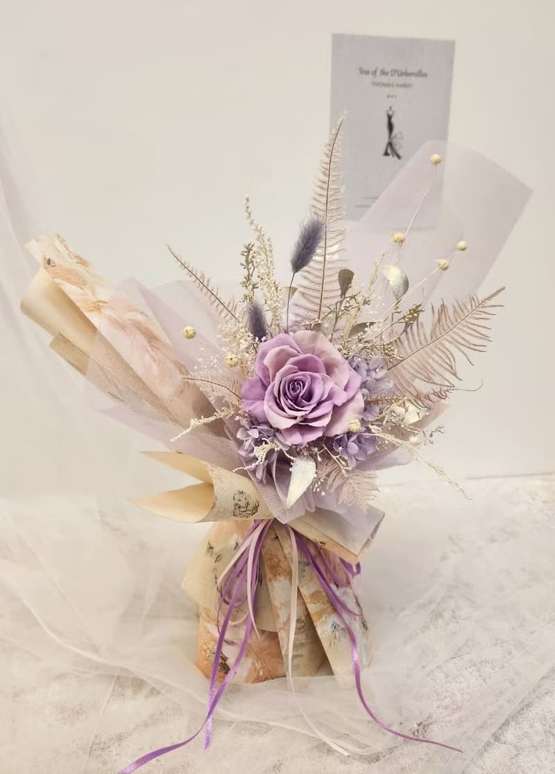 夢境迷霧紫玫瑰花束 永生花束 情人節花束 求婚花束 雙色拼接玫瑰