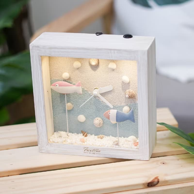 海洋深呼吸 手工木作時鐘-貝殼天堂 鐘左