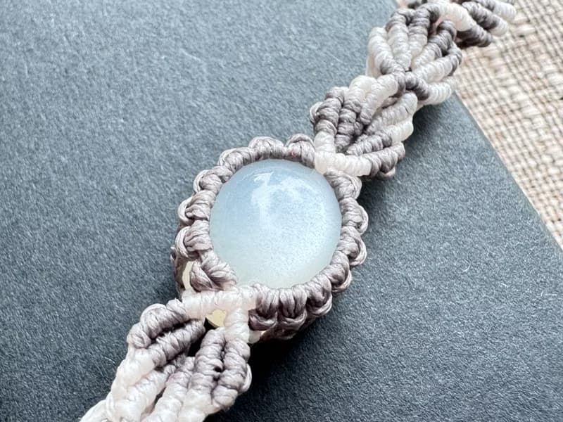 230644 Macrame 南美蠟線 奶油月亮石 手鍊