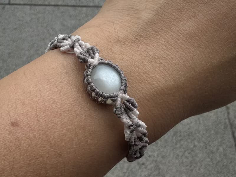 230644 Macrame 南美蠟線 奶油月亮石 手鍊