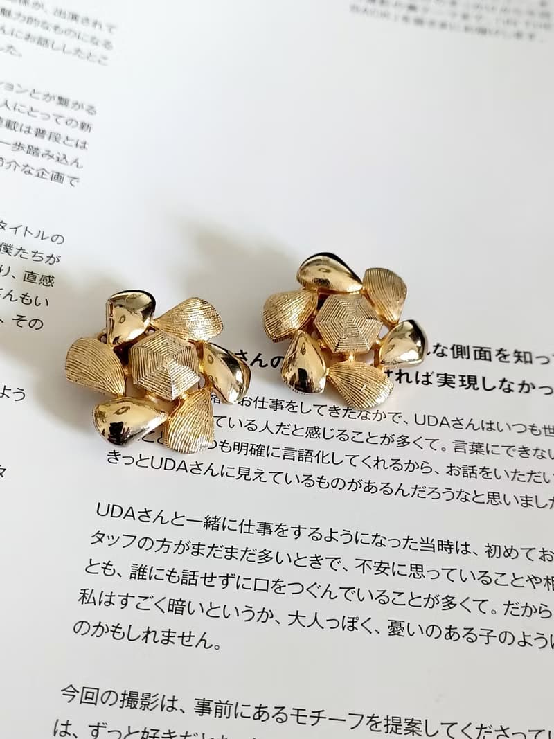 vintage jewelry SARAH COV經典金色花卉 夾式耳環