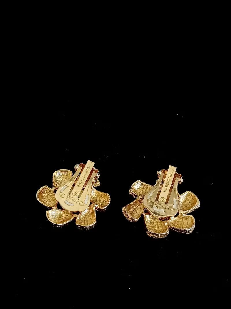 vintage jewelry SARAH COV經典金色花卉 夾式耳環