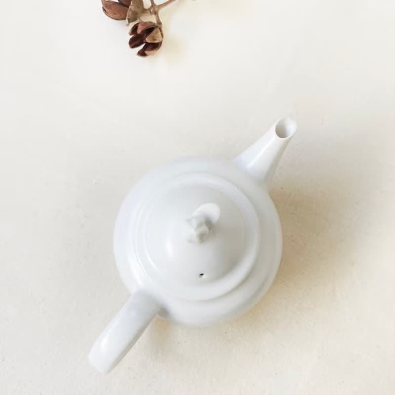 【訂製款】白瓷英式紅茶壺-花草蓋鈕
