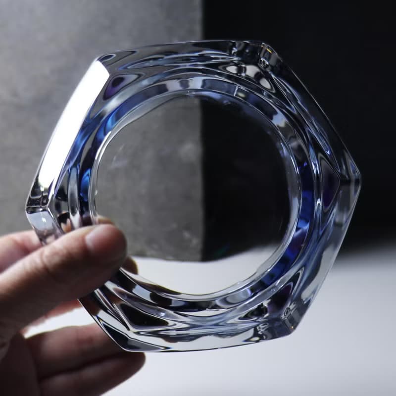 12cm【藍色金字塔】玻璃菸灰缸刻字 長官老闆送禮