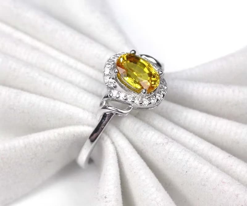 Natural yellow sapphier ring silver sterling 925 size 7.0 free resize