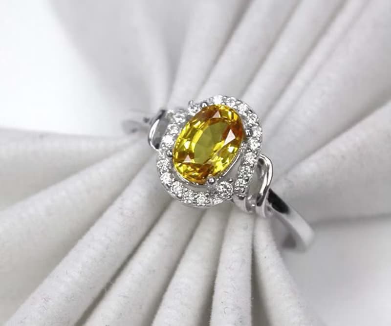 Natural yellow sapphier ring silver sterling 925 size 7.0 free resize