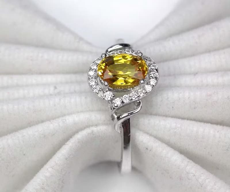 Natural yellow sapphier ring silver sterling 925 size 7.0 free resize
