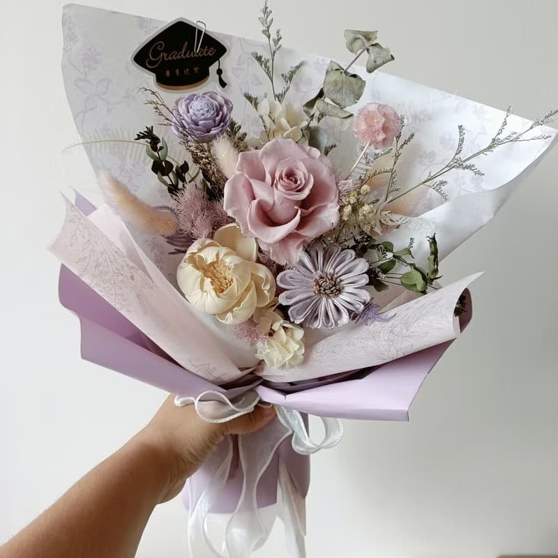 永生向日葵太陽花玫瑰滿天星花束 求婚結婚捧花外拍生日畢業禮物a