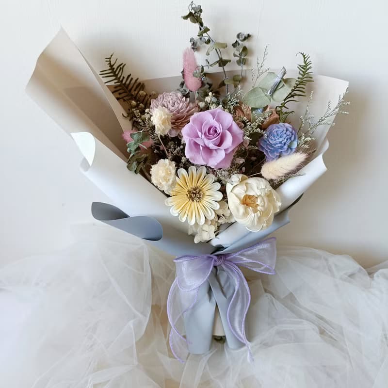 永生向日葵太陽花玫瑰滿天星花束 求婚結婚捧花外拍生日畢業禮物a