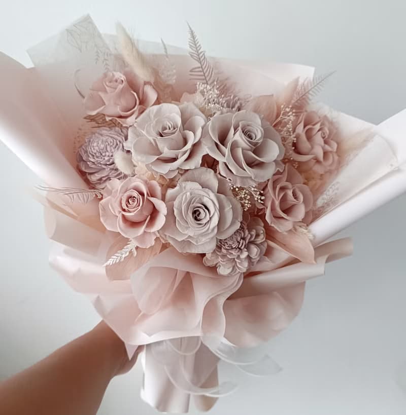永生向日葵太陽花玫瑰滿天星花束 求婚結婚捧花外拍生日畢業禮物a