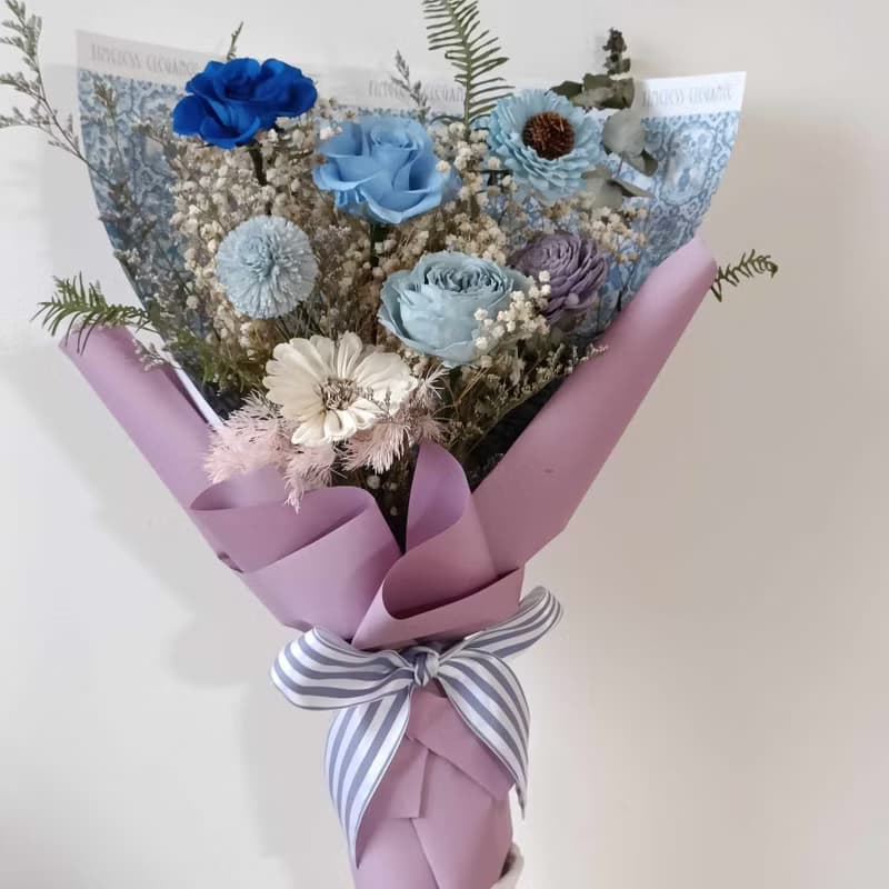 永生向日葵太陽花玫瑰滿天星花束 求婚結婚捧花外拍生日畢業禮物a