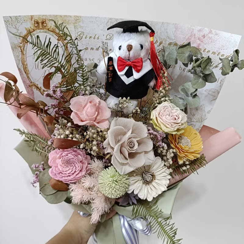 永生向日葵太陽花玫瑰滿天星花束 求婚結婚捧花外拍生日畢業禮物a