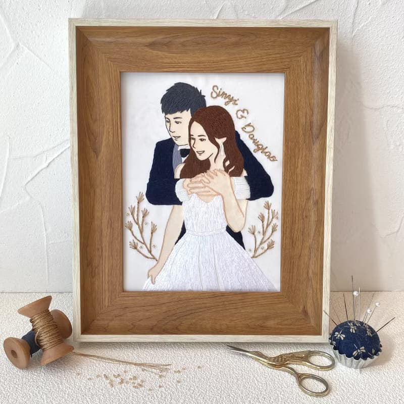 【人像刺繡 M size】新人結婚似顏繪