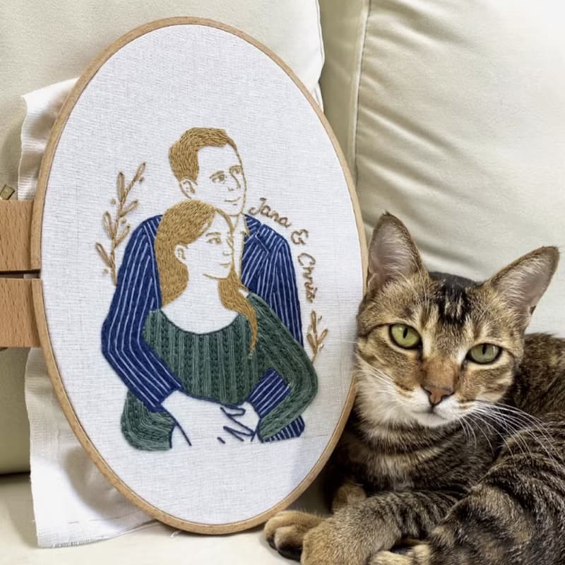 【人像刺繡 M size】新人結婚似顏繪