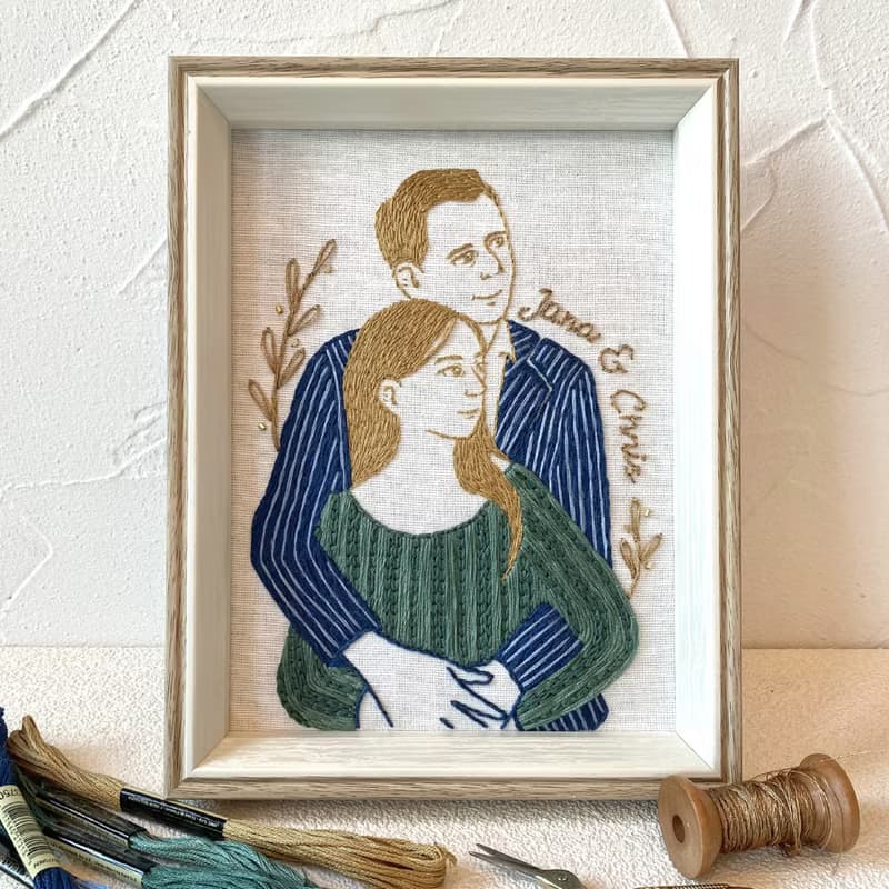 【人像刺繡 M size】新人結婚似顏繪