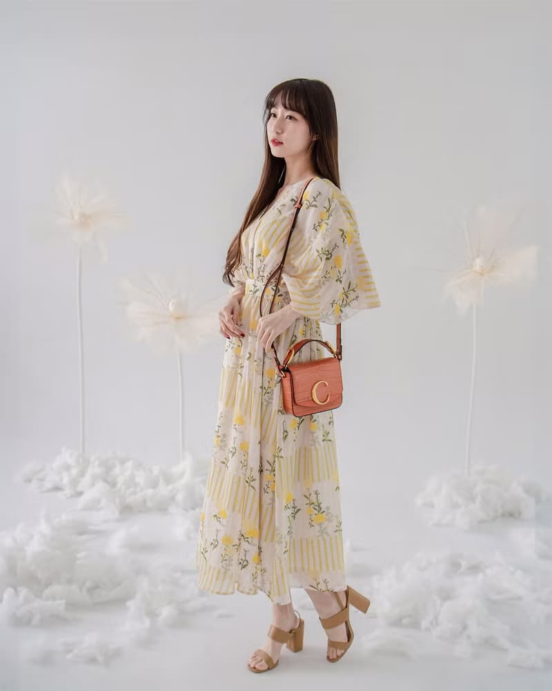 【日本千葉】維納斯女神長洋裝 v領 小湊日和 油菜花