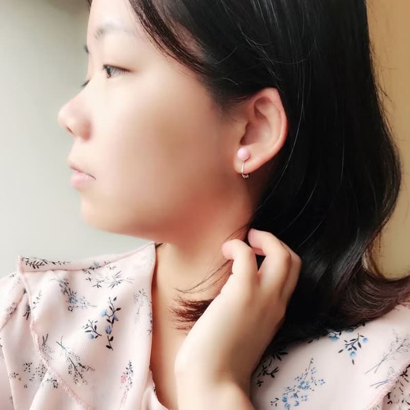 粉嫩皇后螺 耳夾 聖誕 禮物 天然石 交換禮物