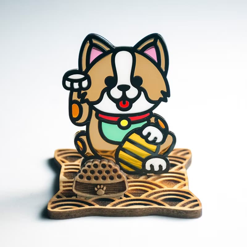 招福犬 哥基 座台式  l 龍年 福貼 揮春 春聯 招財 招財貓