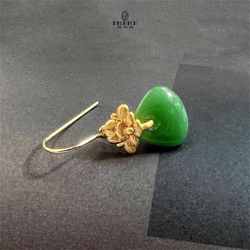 蘭時~原創設計新中式復古耳環琉璃仿翡翠質感小眾國風耳環耳夾