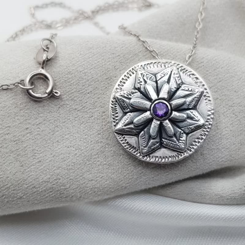 【雪花】手工品 925純銀 紫水晶 項鍊
