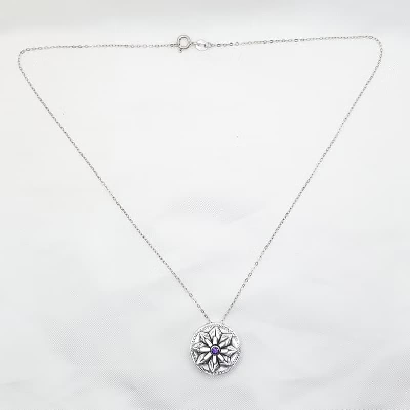 【雪花】手工品 925純銀 紫水晶 項鍊