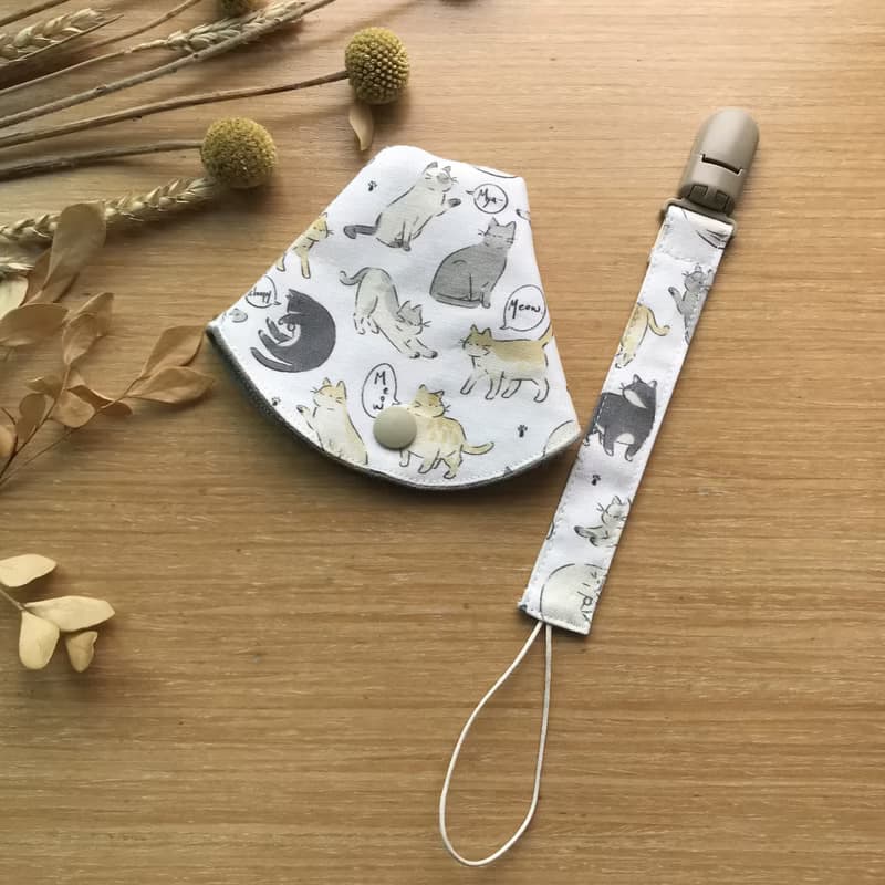 奶嘴套組 奶嘴套加奶嘴鏈 韓國布料貓奴係列