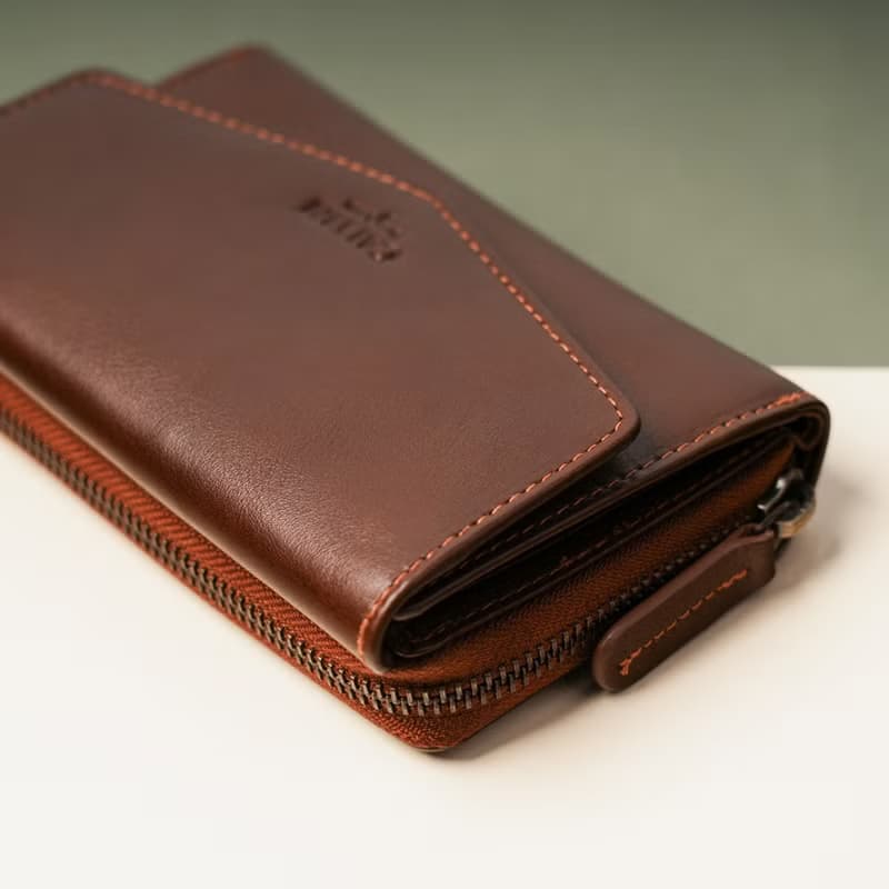 【24hr快速出貨】信封三折扣式真皮中長夾-兩色(075192)