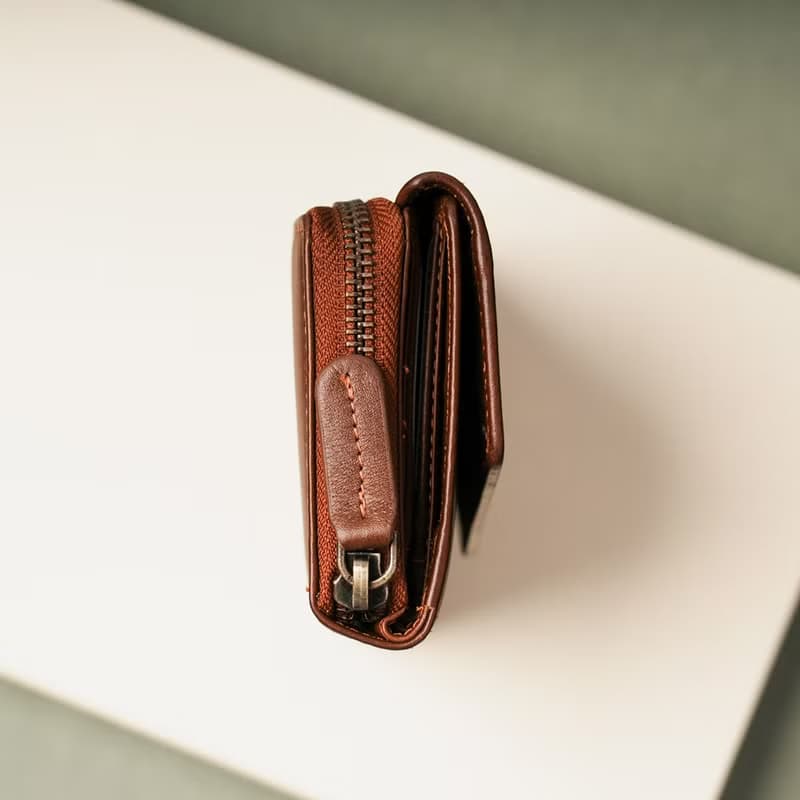 【24hr快速出貨】信封三折扣式真皮中長夾-兩色(075192)