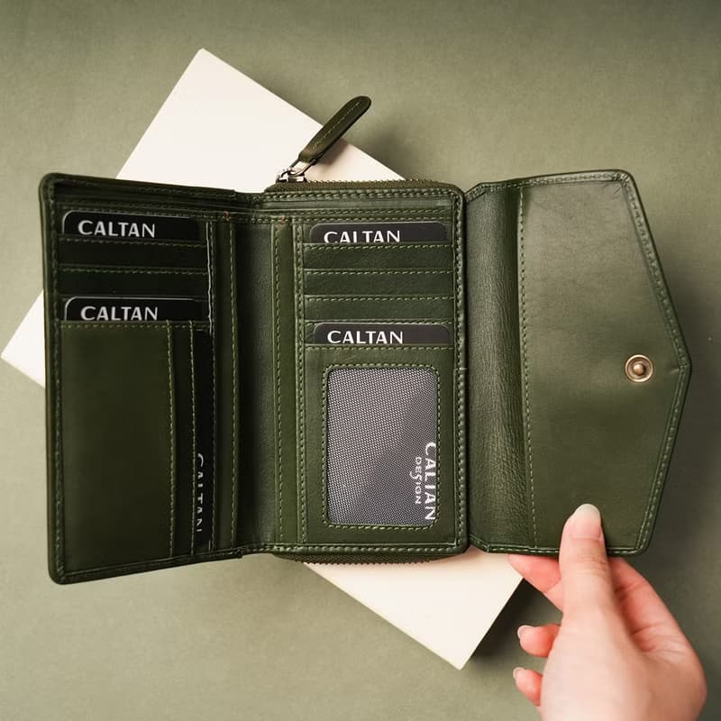 【24hr快速出貨】信封三折扣式真皮中長夾-兩色(075192)