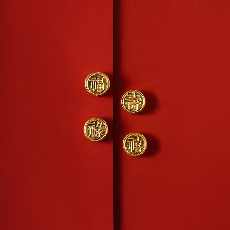 福祿壽喜足金紅繩手鏈 未時3D硬24k黃金本命年轉運男女簡約國潮風