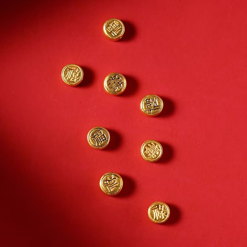 福祿壽喜足金紅繩手鏈 未時3D硬24k黃金本命年轉運男女簡約國潮風