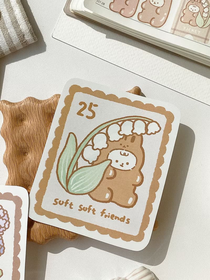 軟綿綿的小熊軟糖票券郵票/大貼紙十代/防水貼紙/共5款