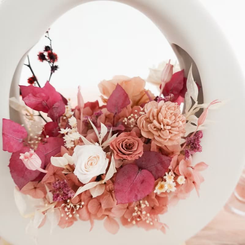 永生花特色O型大提籃-香檳粉