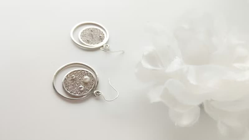 纍絲 Filigree 掐絲純銀手工耳環 耳夾訂製