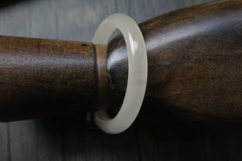藕色玉石手鐲平安手環禮盒裝尺寸可定制