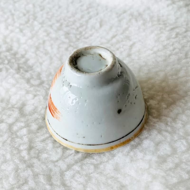 中國 清末民初寫意陶瓷小酒杯│ 民窯燒製 白地青花瓷 古典抽象美