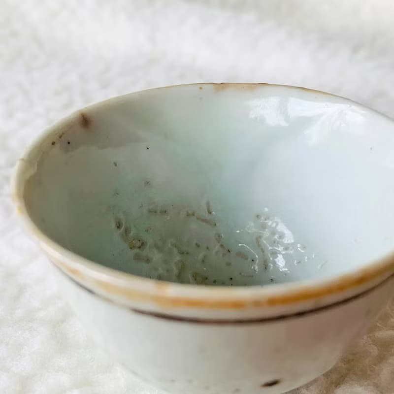 中國 清末民初寫意陶瓷小酒杯│ 民窯燒製 白地青花瓷 古典抽象美