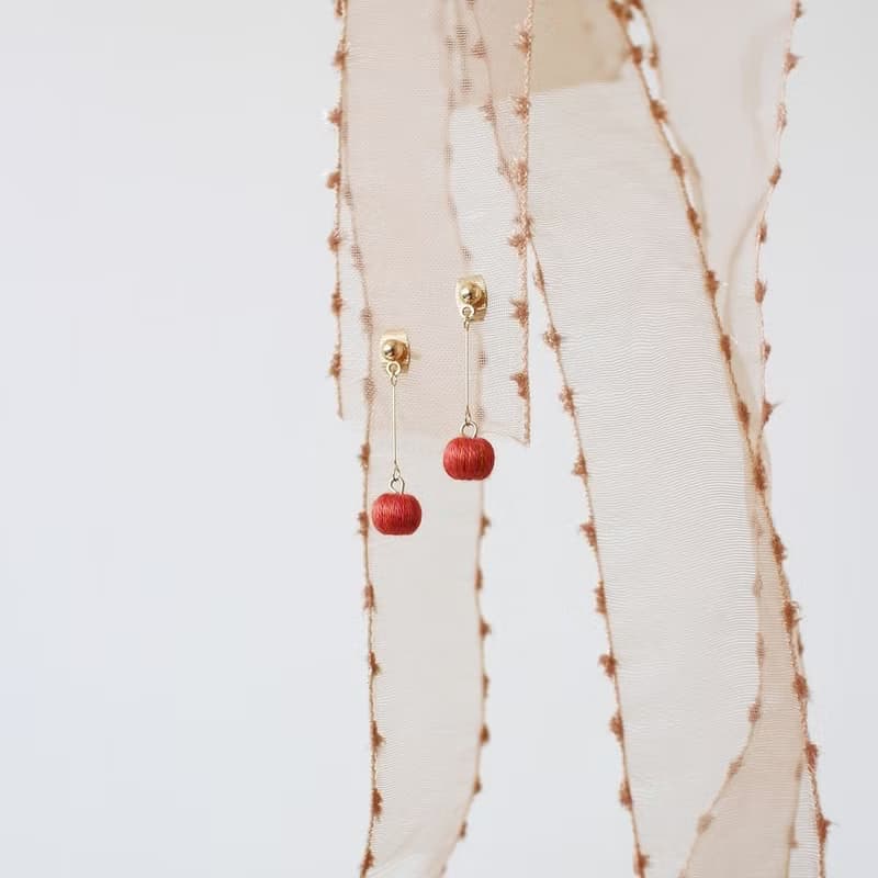 串珠耳飾_果實系列/漸層橘/beading earing