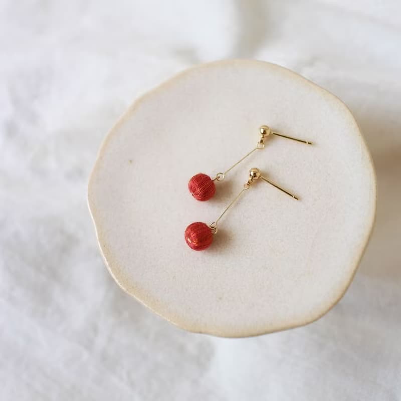 串珠耳飾_果實系列/漸層橘/beading earing