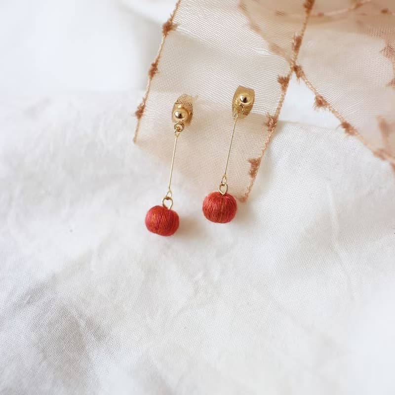 串珠耳飾_果實系列/漸層橘/beading earing