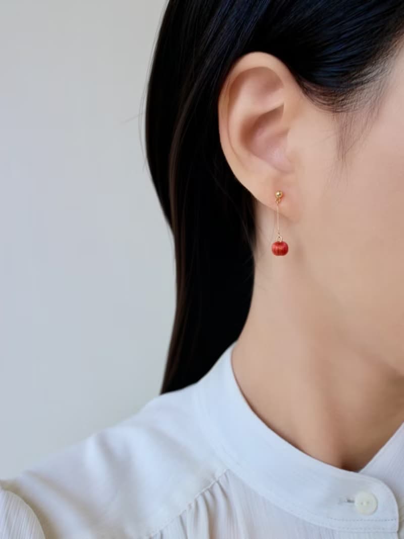 串珠耳飾_果實系列/漸層橘/beading earing
