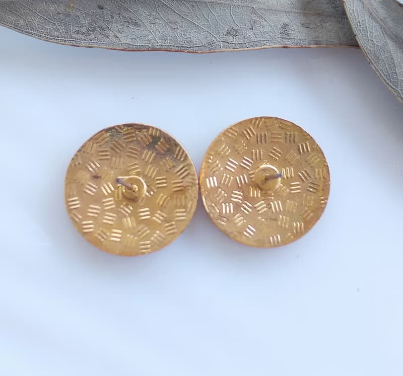 【西洋古董飾品 】早期台灣製 景泰藍-細緻 紅底花卉 針式耳環