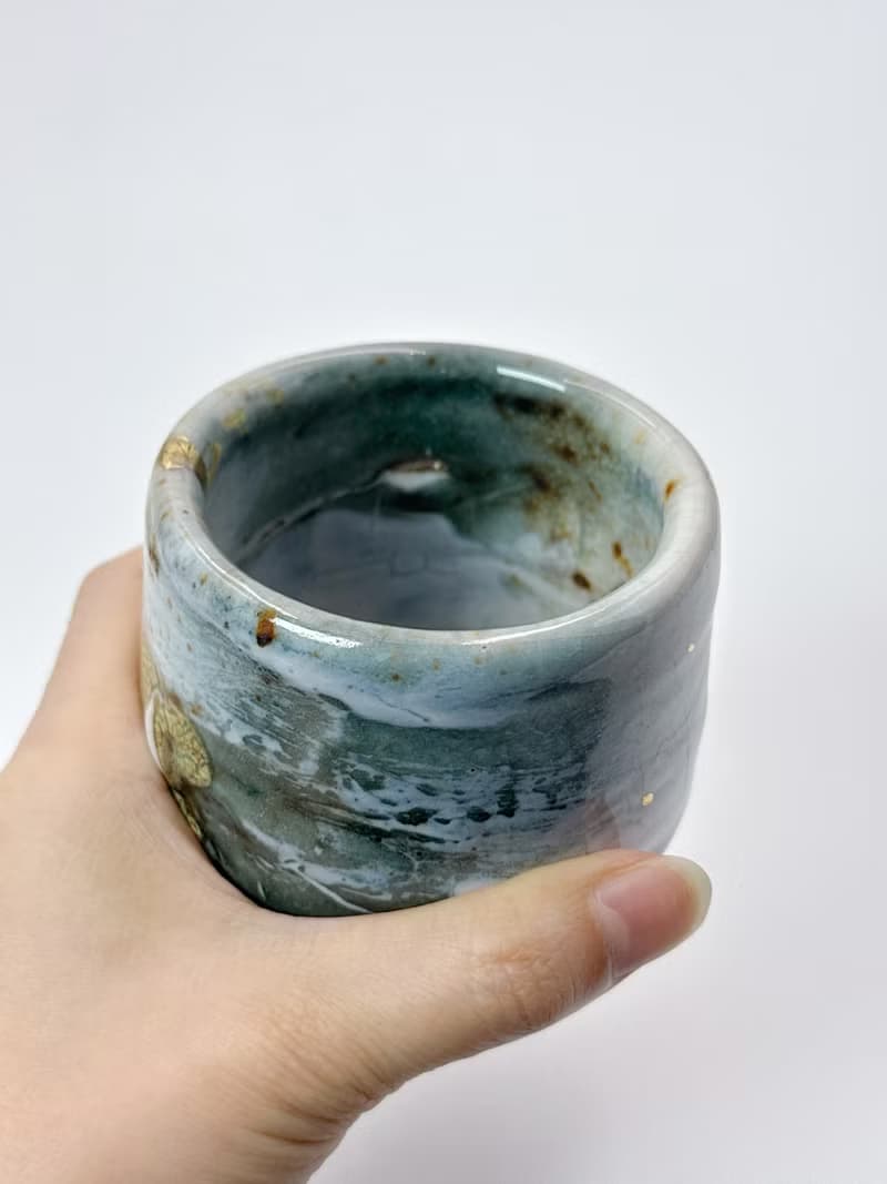 墨志野手握鎏金杯-開片系列-容量約200cc