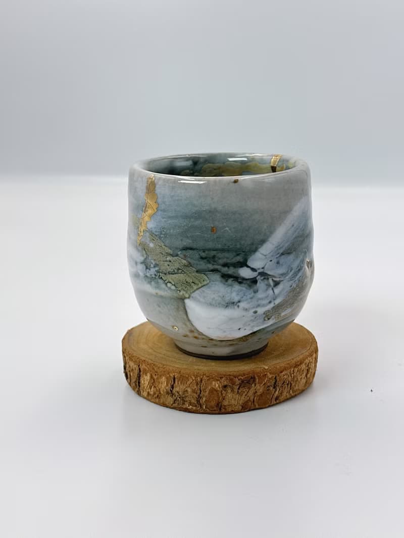 墨志野手握鎏金杯-開片系列-容量約200cc