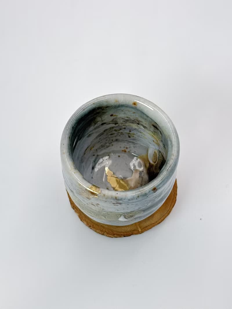 墨志野手握鎏金杯-開片系列-容量約200cc